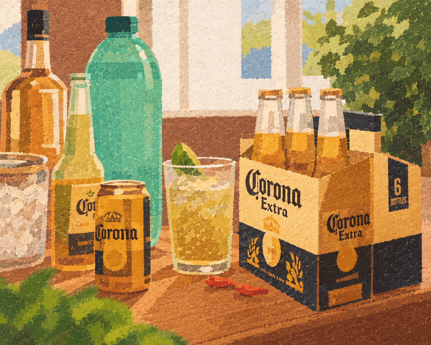 Beer and drinks on a table
